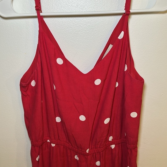 Ann Taylor LOFT Polka Dot Wide Leg Crop Jumpsuit Red White Size Small - Picture 4 of 9